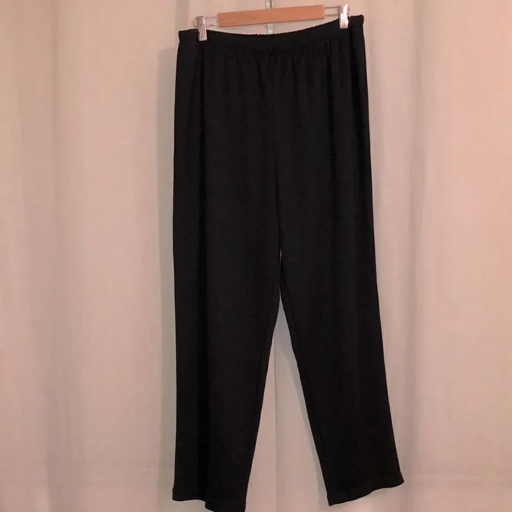 Size 20 Shimmery Black Knit Polyester Wide Pants
